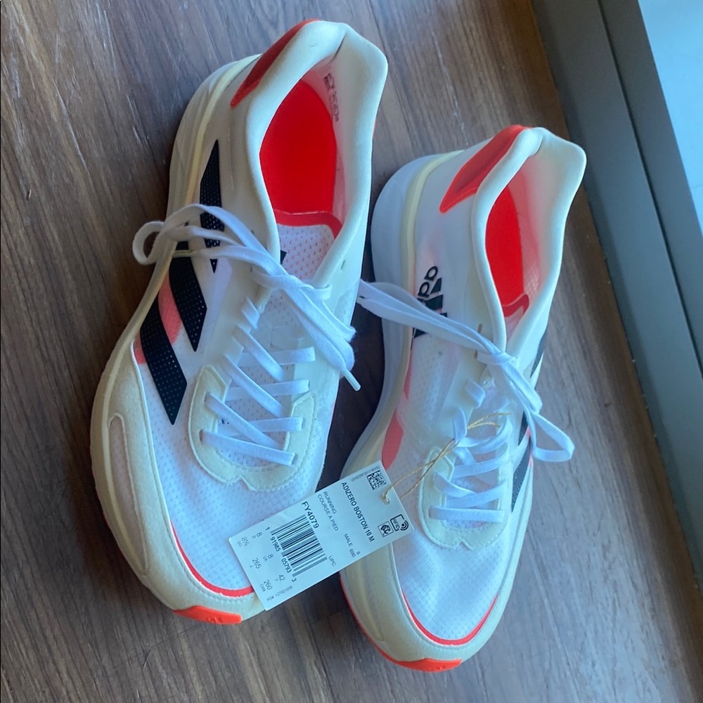 Adidas White and Red Boston 10 M Running Shoes